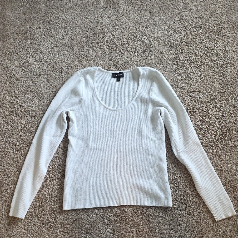 Express White Scoop Neck Sweater